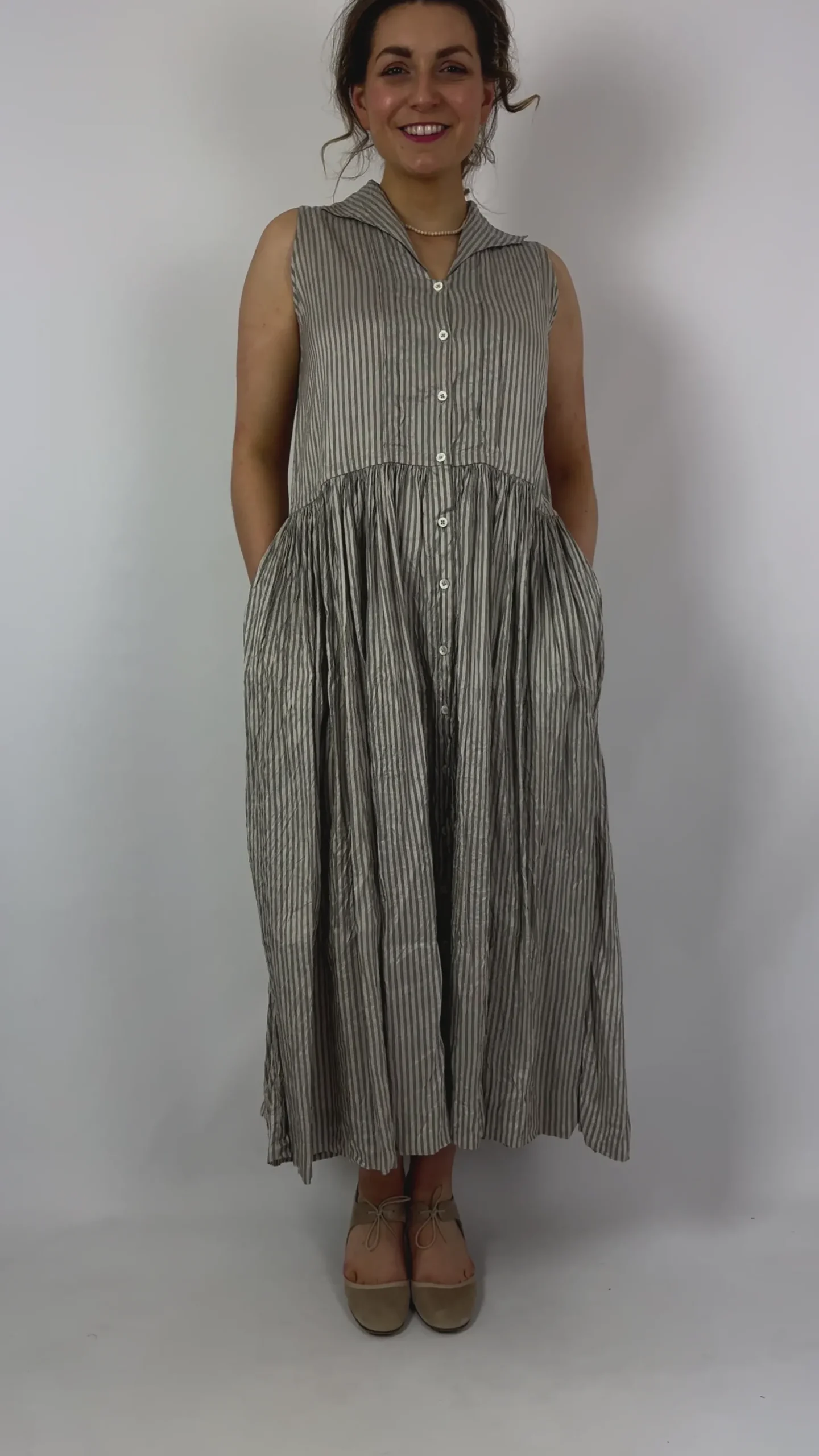 Christian Peau 011 Dress Navy Stripe