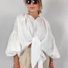Emin & Paul Volume Lace Blouse White