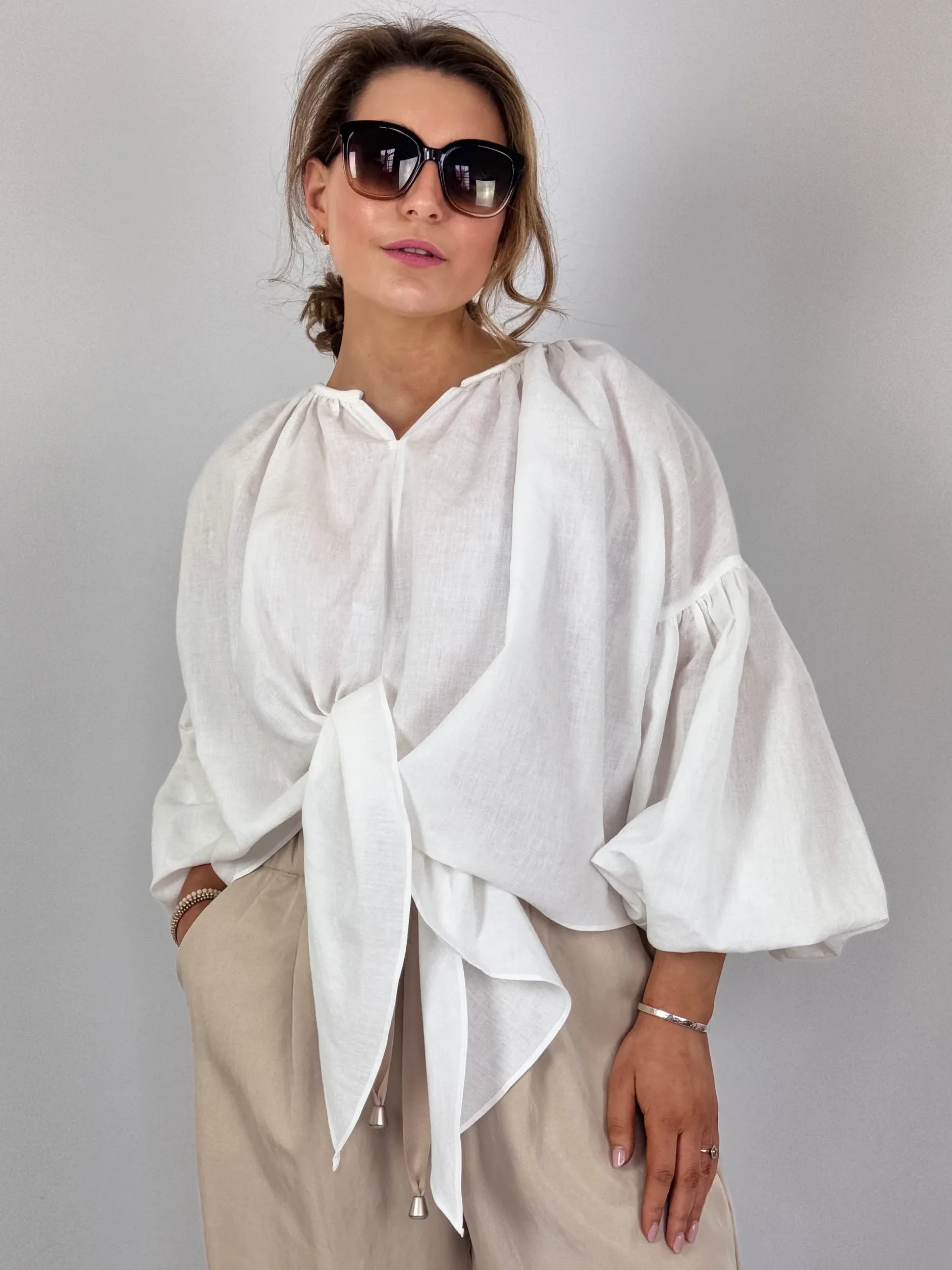 Emin & Paul Volume Lace Blouse White