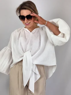 Emin & Paul Volume Lace Blouse White