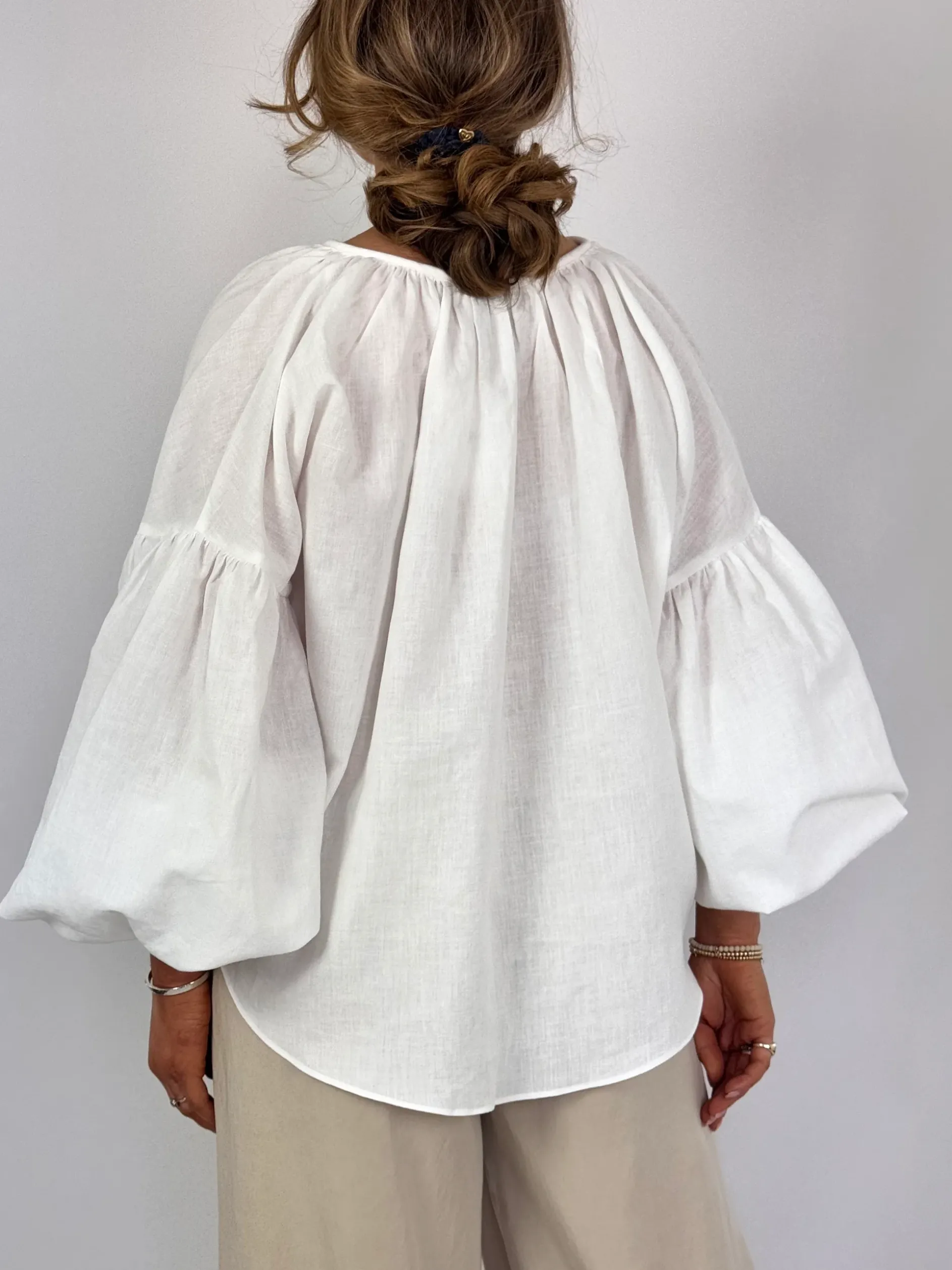Emin & Paul Volume Lace Blouse White