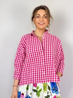 Hannah Wessel Savannah Shirt Azalea Check