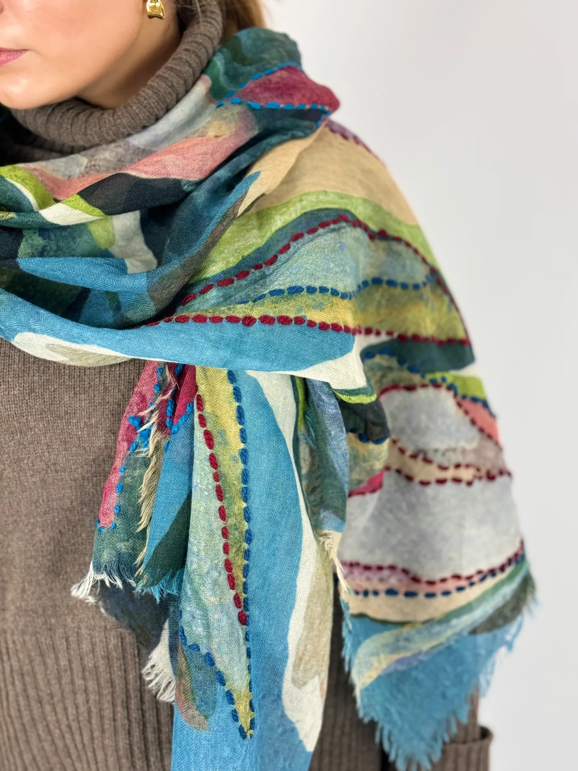 Jo Edwards Breezy Embroidered Scarf