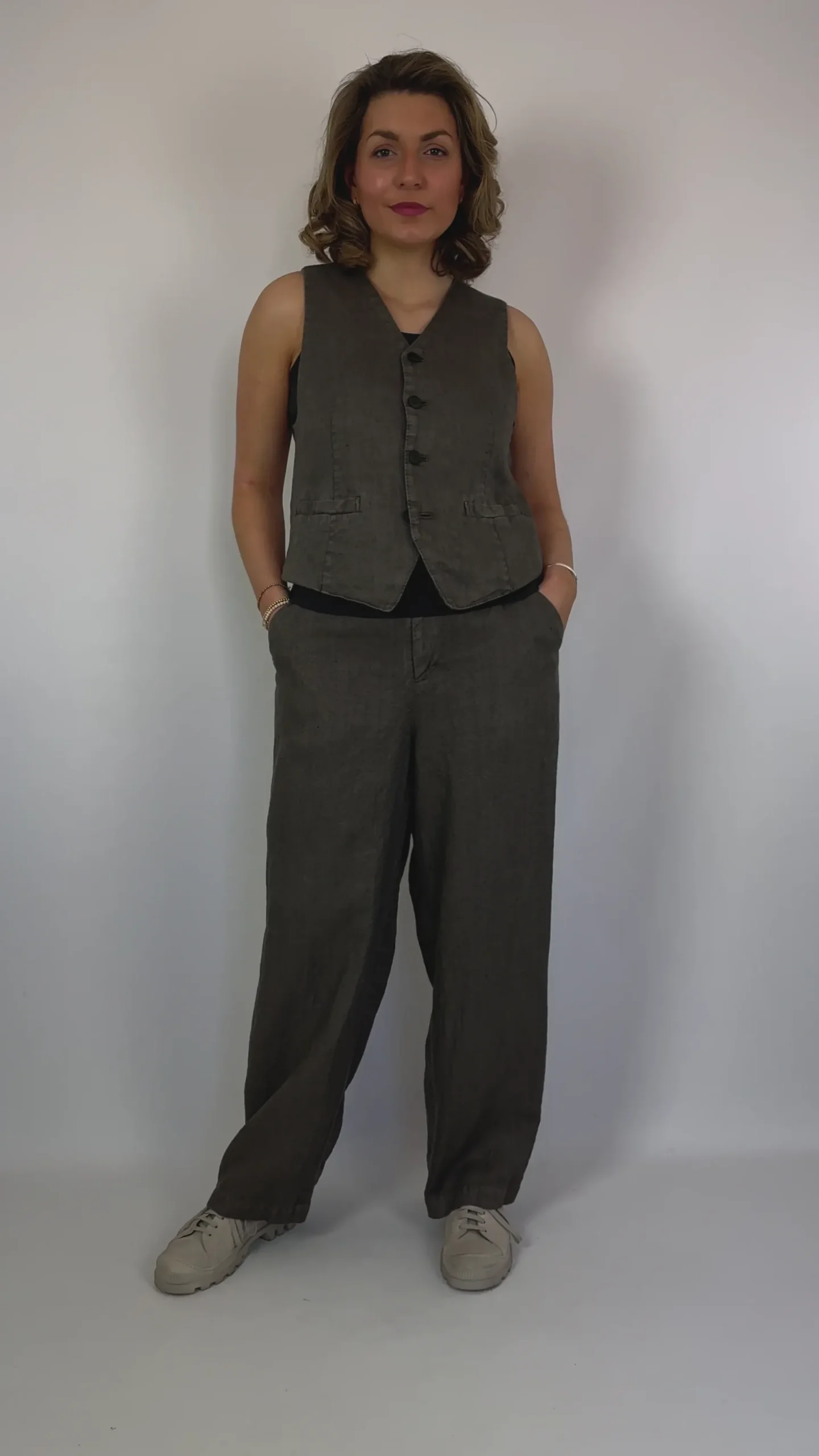 Pas De Calais 3323 Waistcoat Khaki/Grey
