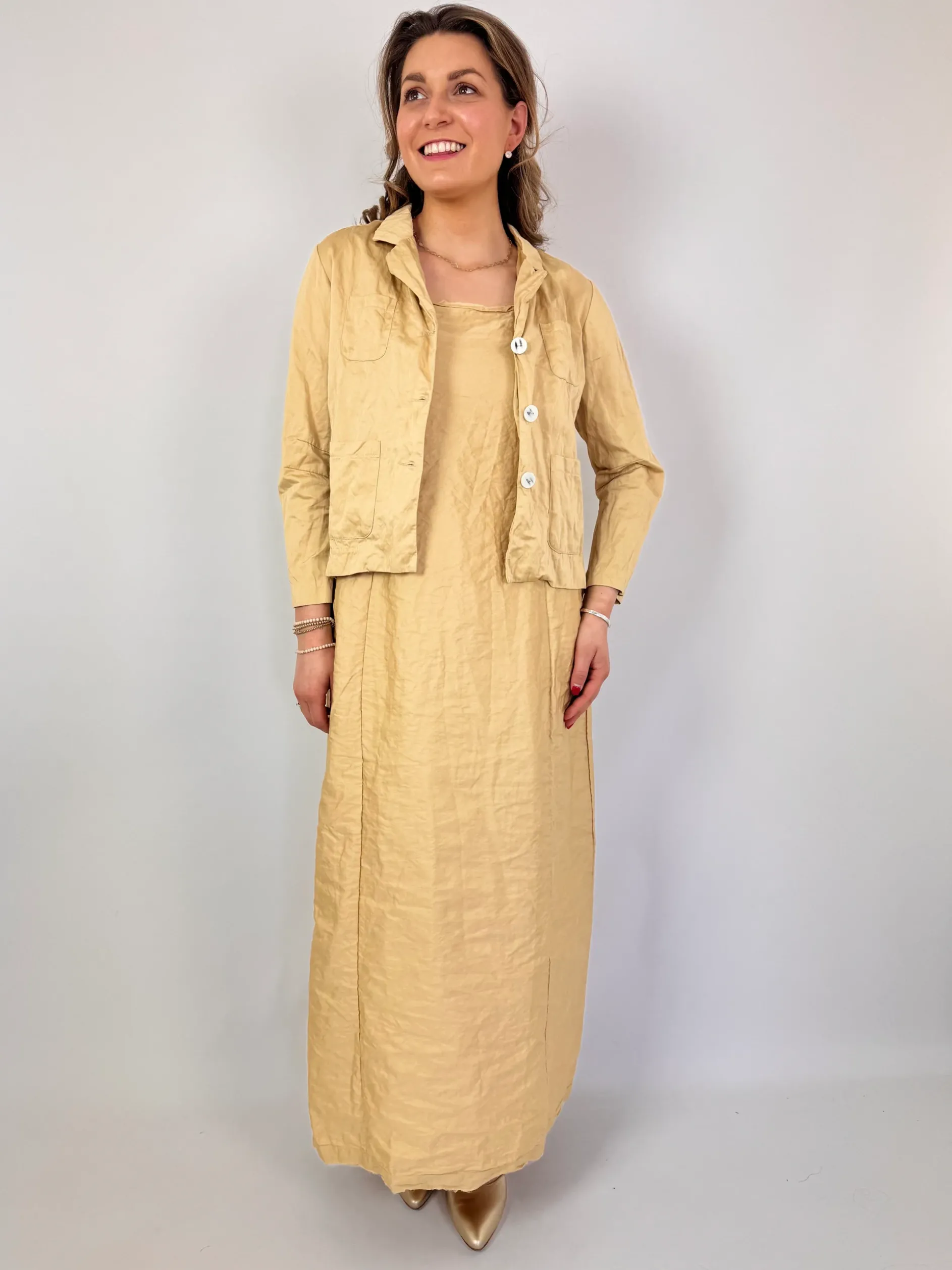 Sula Wide Strap Dress Biscotti