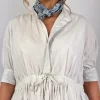 Toujours Bishop Sleeve String Dress Smoke White