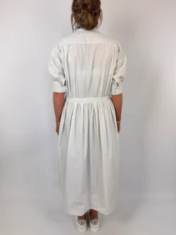 Toujours Bishop Sleeve String Dress Smoke White