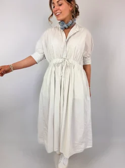 Toujours Bishop Sleeve String Dress Smoke White
