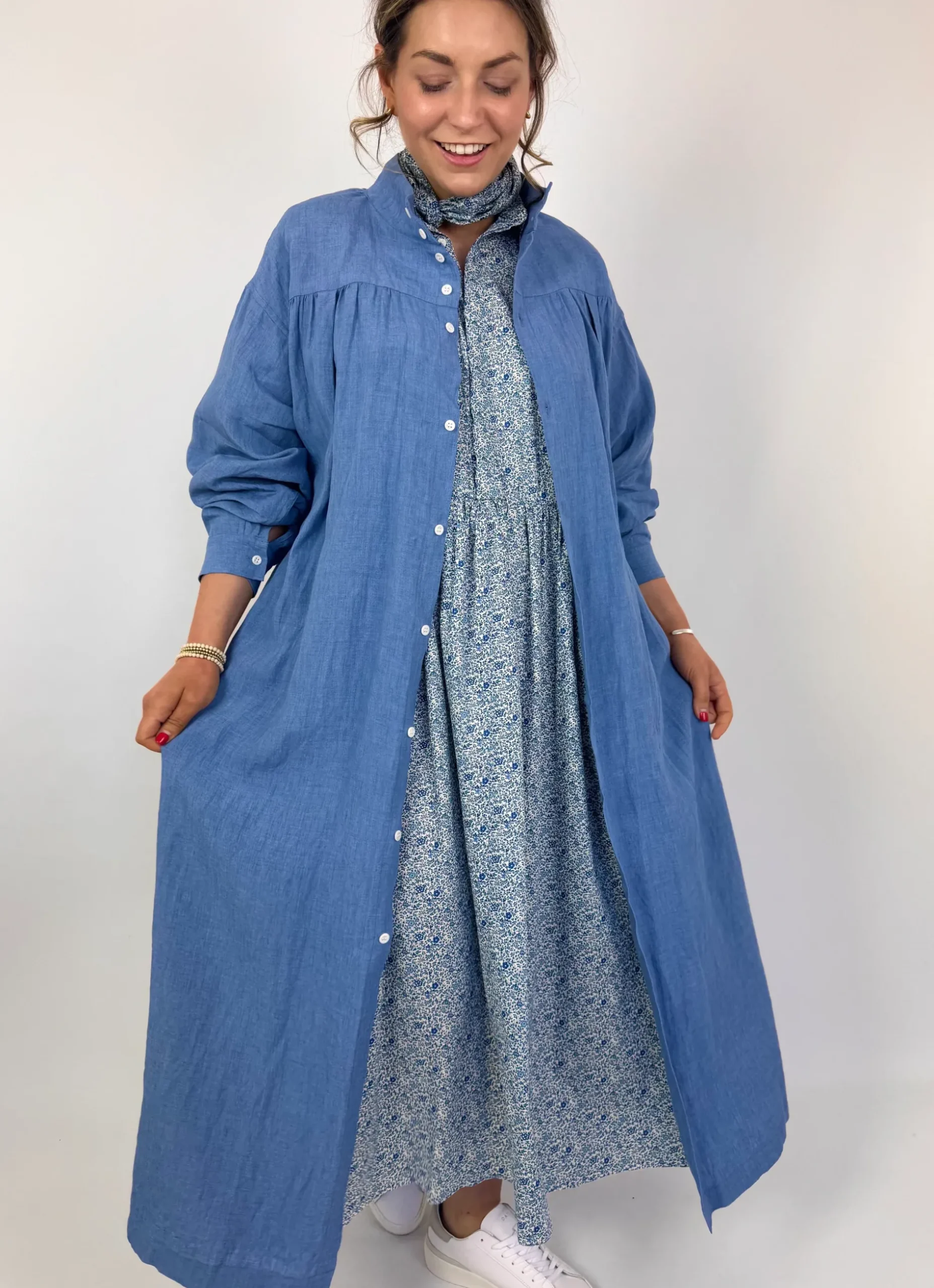 Toujours Work Smock Coat Indigo Blue